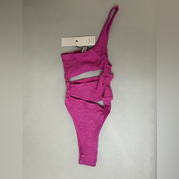 BOND-EYE Rico One Piece Swimsuit One Shoulder ONE SIZE (XS-L) Fuschia Pink NWT - Picture 7 of 7